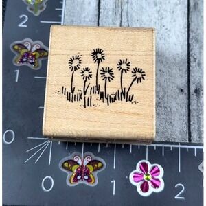 Dots Dandy Lions Dandelion Flowers C170 Rubber Stamp #R55